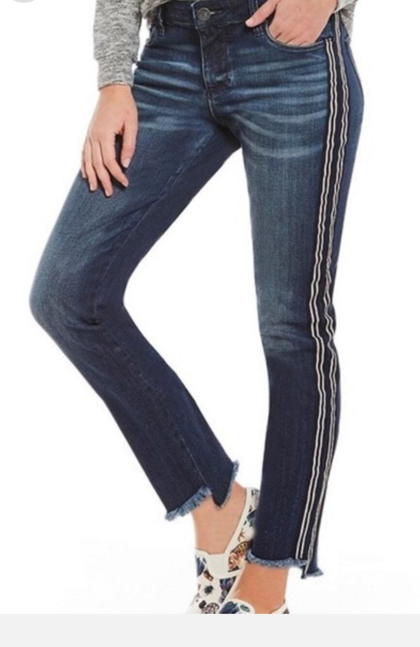 Kut From the Kloth Reese ankle straight leg side stripe jeans Size 6 Classic